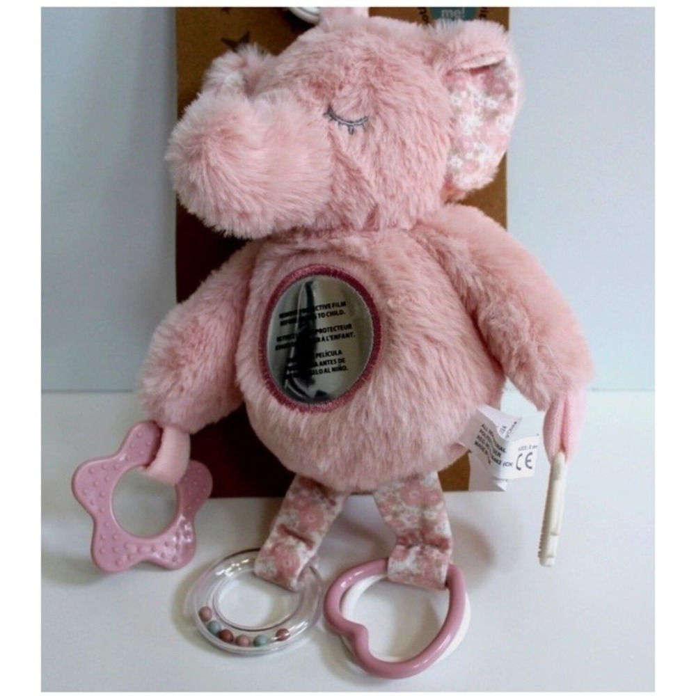 Dreamgro Pink Elephant‎ Lovey Plush Activity Buddy Mirror Rattle Crinkle Toy NWT